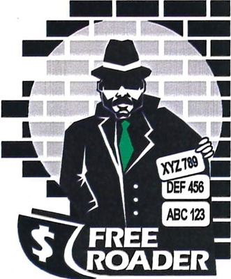 Illustration of a person in a hat and coat holding license plates, with the text 
