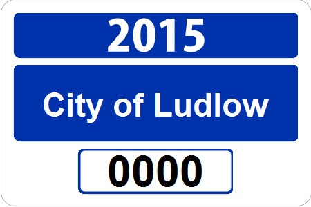 Blue and white city parking permit with 