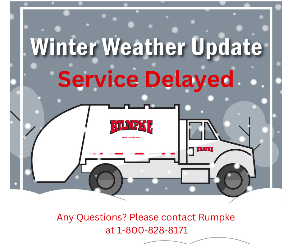 Illustration of a garbage truck with text stating 