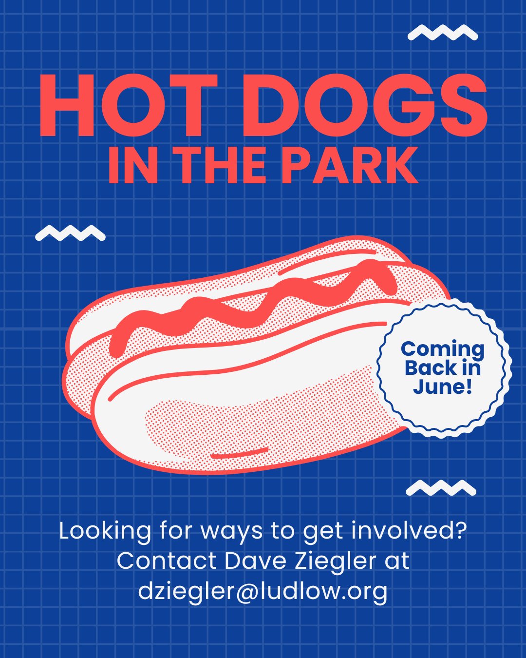 Illustration of a hot dog with text, 