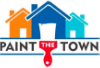 Logo with three colored houses and a paintbrush, featuring the text 